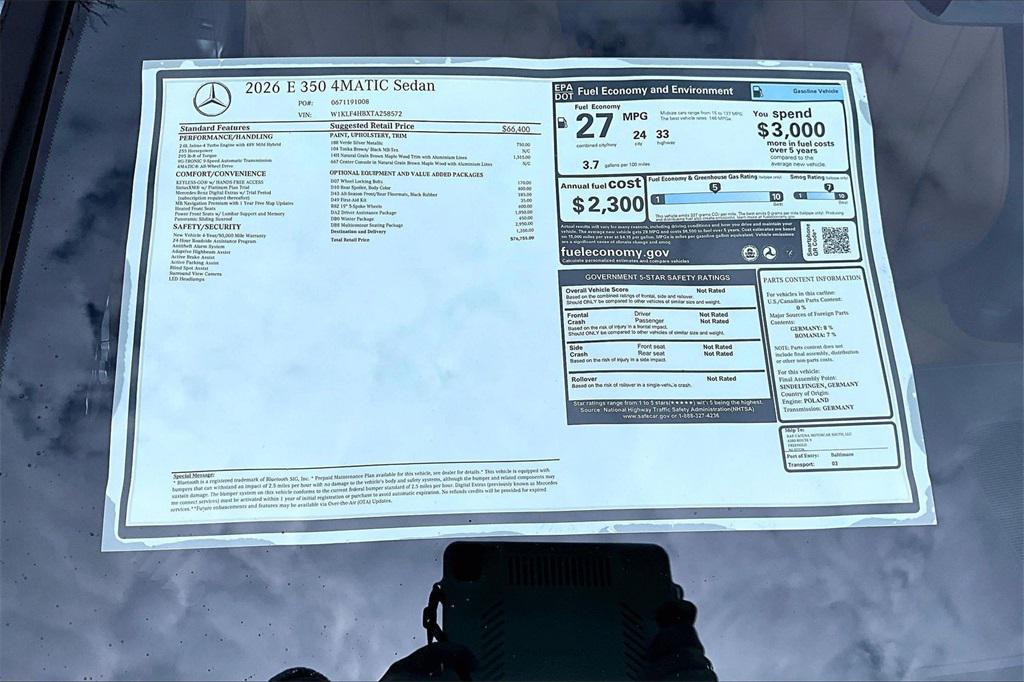 new 2026 Mercedes-Benz E-Class car, priced at $76,755