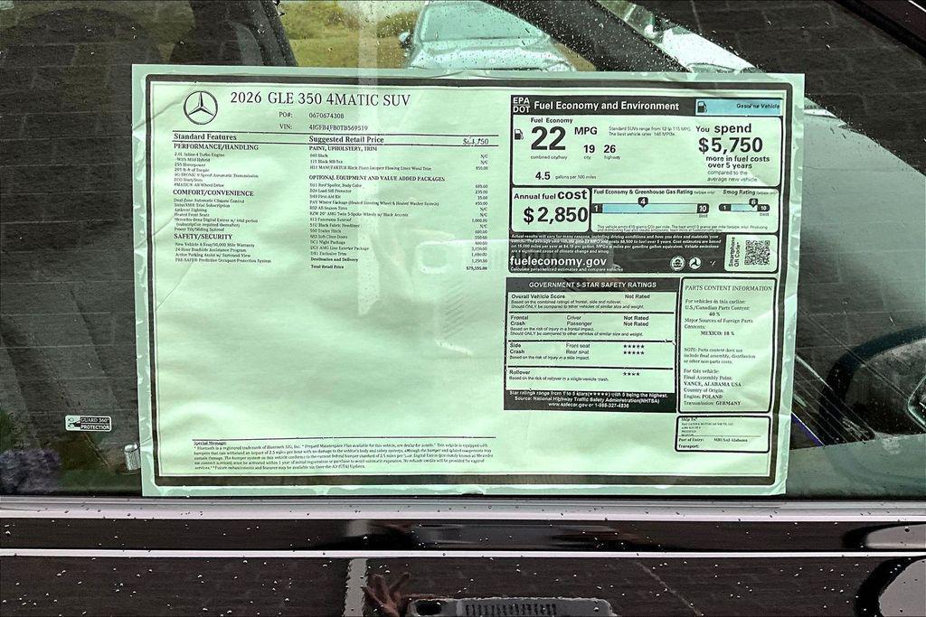 new 2026 Mercedes-Benz GLE 350 car, priced at $75,555