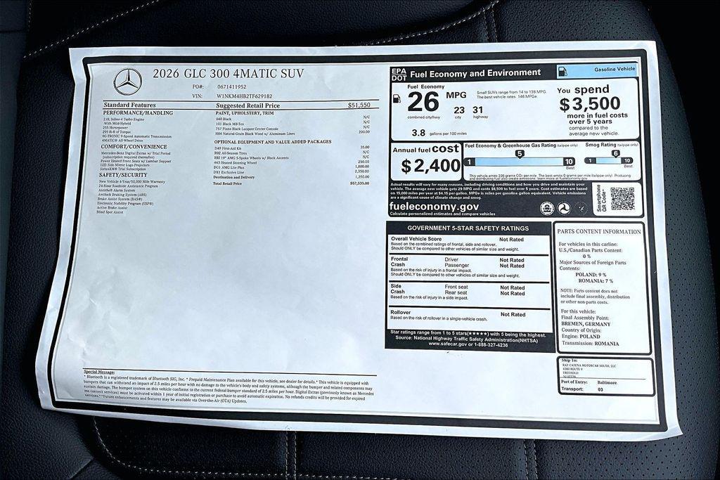 new 2026 Mercedes-Benz GLC 300 car, priced at $57,535