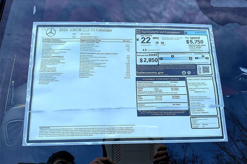 new 2026 Mercedes-Benz AMG CLE 53 car, priced at $97,515