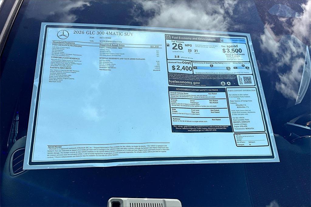 new 2026 Mercedes-Benz GLC 300 car, priced at $54,335