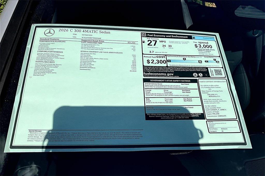 new 2026 Mercedes-Benz C-Class car, priced at $61,320