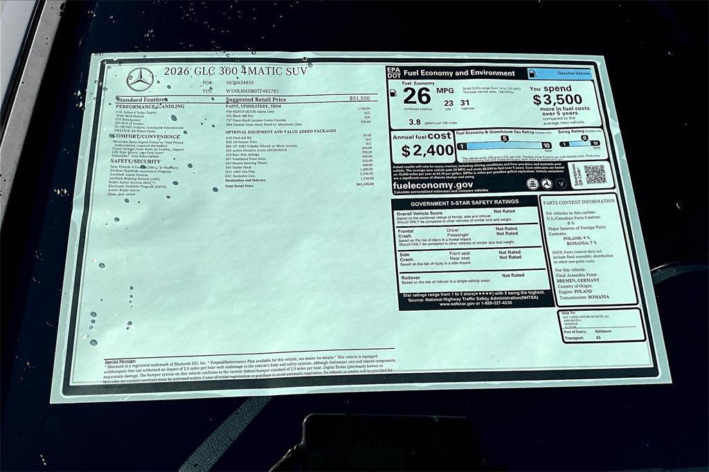 new 2026 Mercedes-Benz GLC 300 car, priced at $61,185