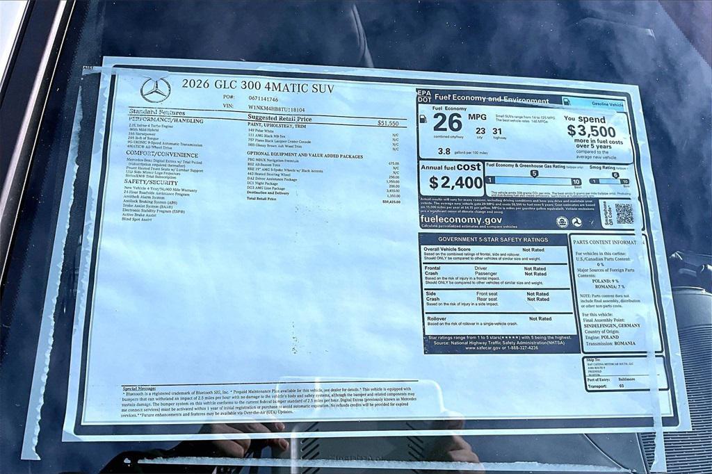 new 2026 Mercedes-Benz GLC 300 car, priced at $59,425