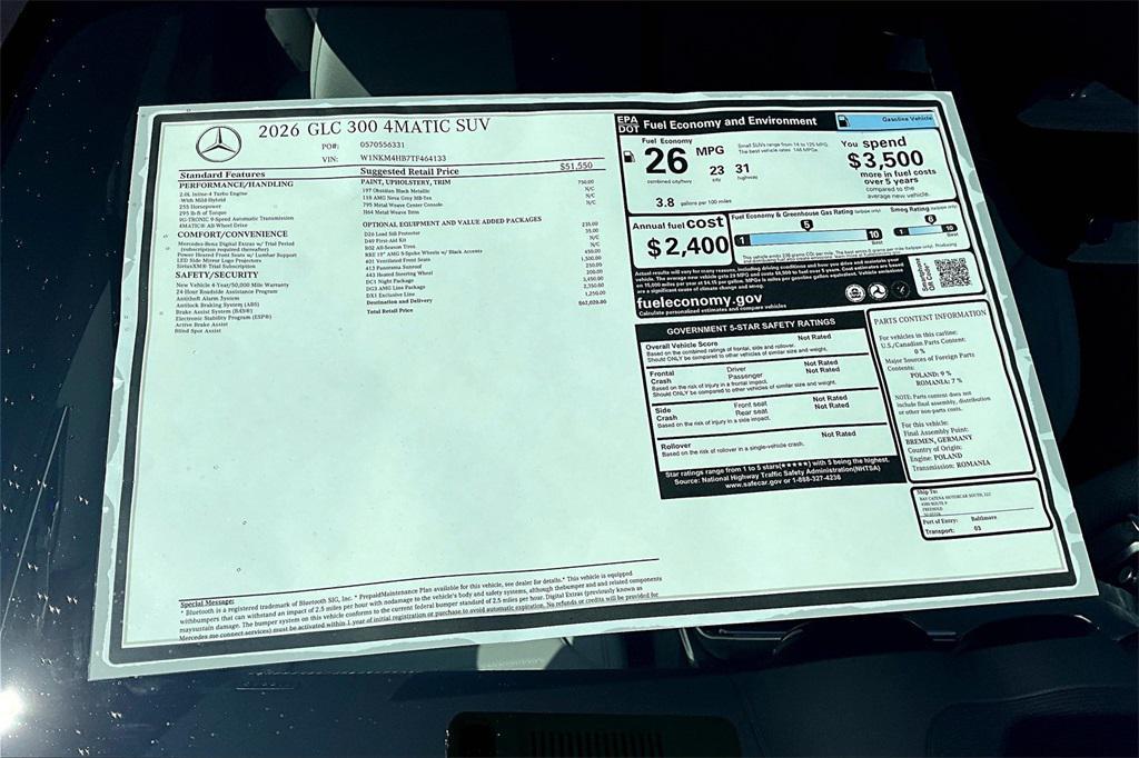 new 2026 Mercedes-Benz GLC 300 car, priced at $62,020