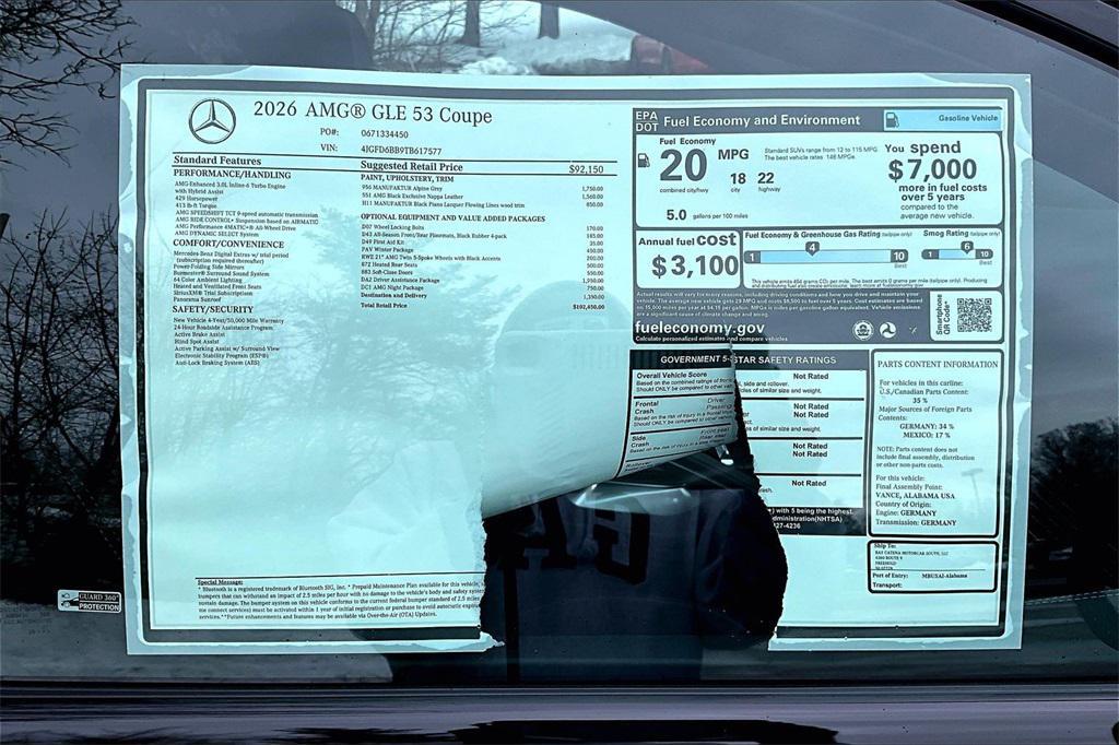 new 2026 Mercedes-Benz AMG GLE 53 car, priced at $102,450