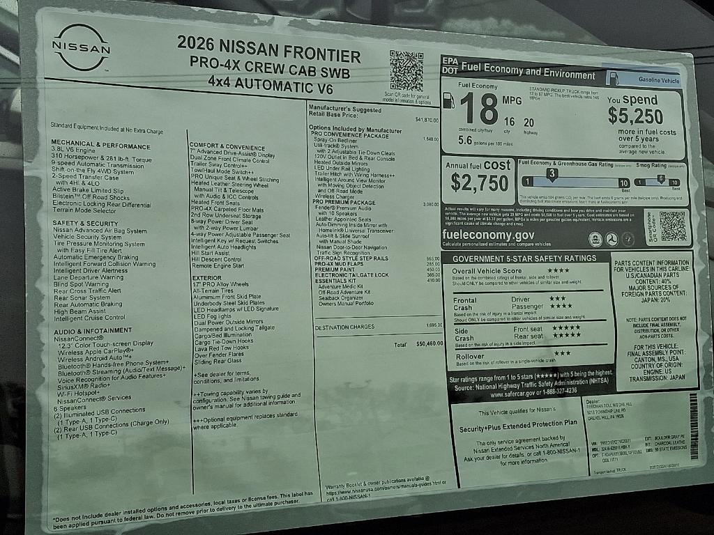 new 2026 Nissan Frontier car, priced at $45,609