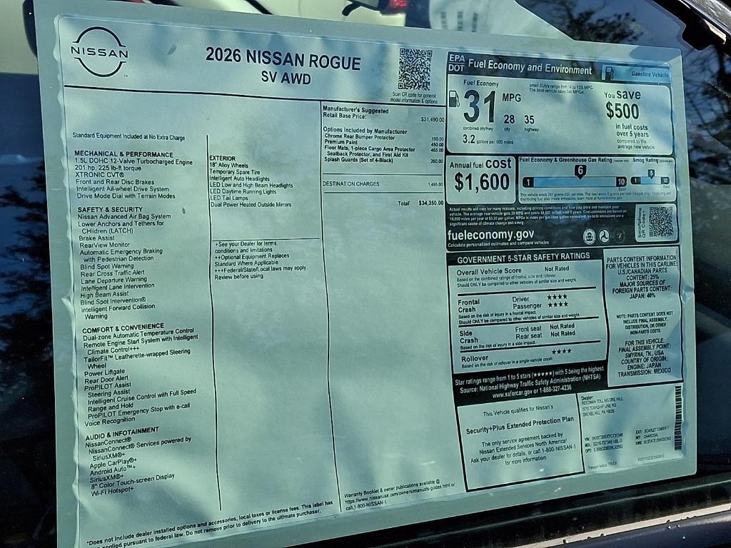 new 2026 Nissan Rogue car, priced at $29,225