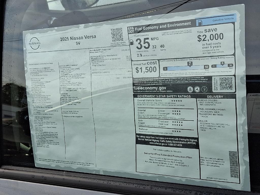 new 2025 Nissan Versa car, priced at $19,992