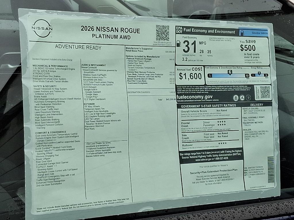 new 2026 Nissan Rogue car, priced at $37,674