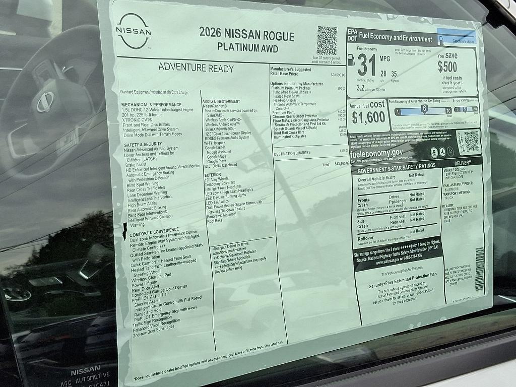 new 2026 Nissan Rogue car, priced at $38,079