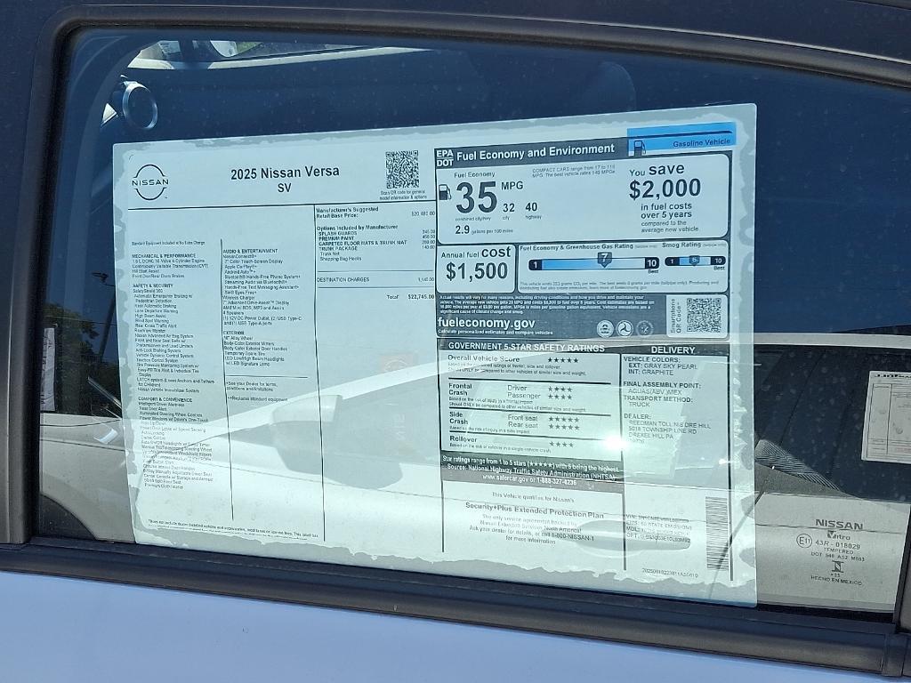 new 2025 Nissan Versa car, priced at $20,342