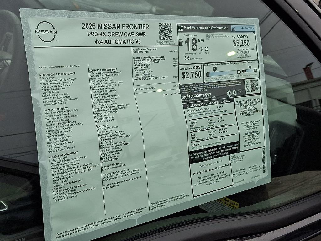 new 2026 Nissan Frontier car, priced at $41,704