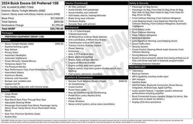 used 2024 Buick Encore GX car, priced at $22,798