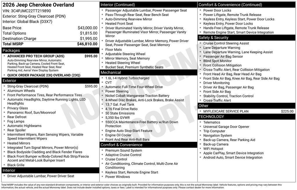 new 2026 Jeep Cherokee car, priced at $42,810