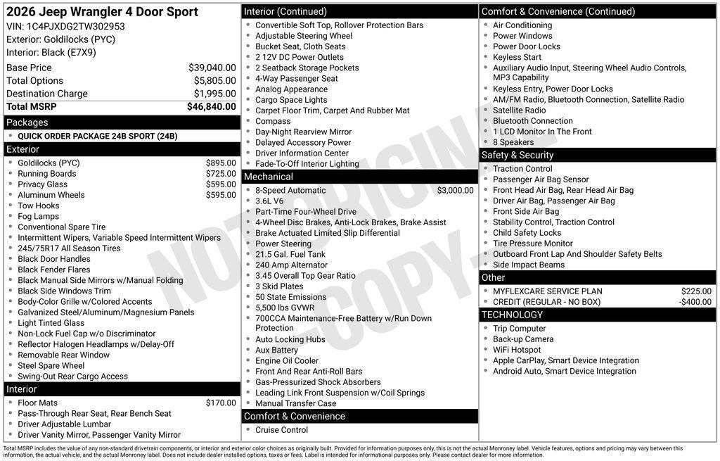 new 2026 Jeep Wrangler car, priced at $41,686