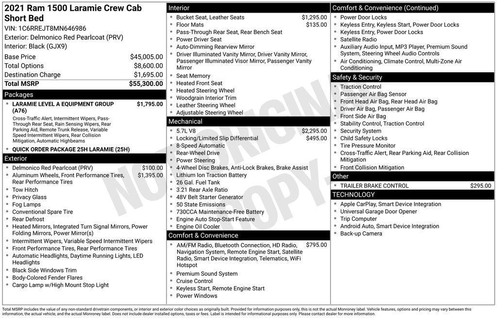 used 2021 Ram 1500 car, priced at $33,059