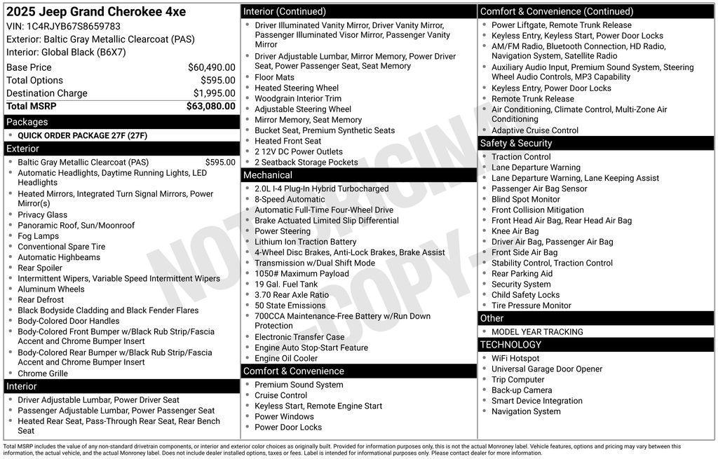 new 2025 Jeep Grand Cherokee 4xe car, priced at $50,380