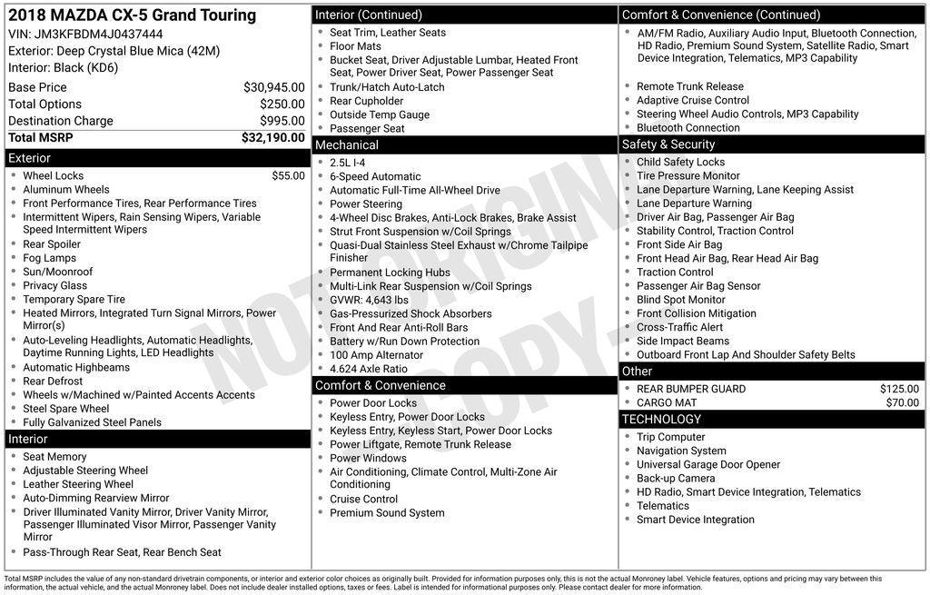 used 2018 Mazda CX-5 car, priced at $18,020