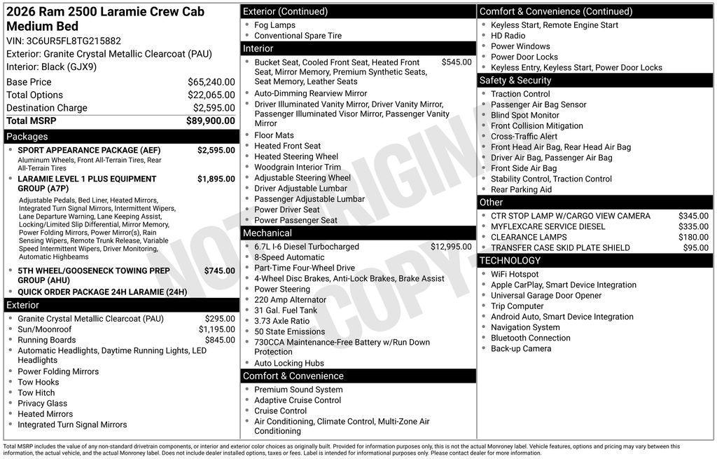 new 2026 Ram 2500 car, priced at $78,841