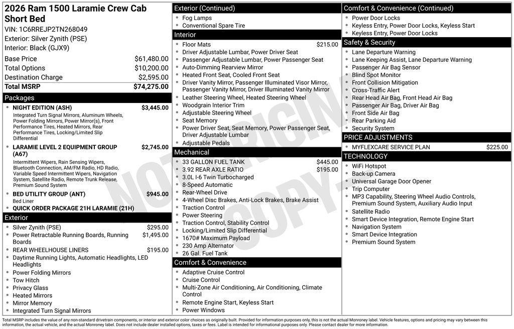 new 2026 Ram 1500 car, priced at $64,275