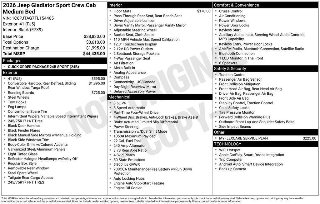 new 2026 Jeep Gladiator car, priced at $39,935