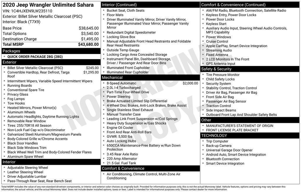 used 2020 Jeep Wrangler Unlimited car, priced at $22,780