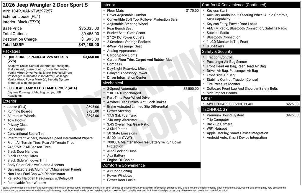 new 2026 Jeep Wrangler car, priced at $46,331