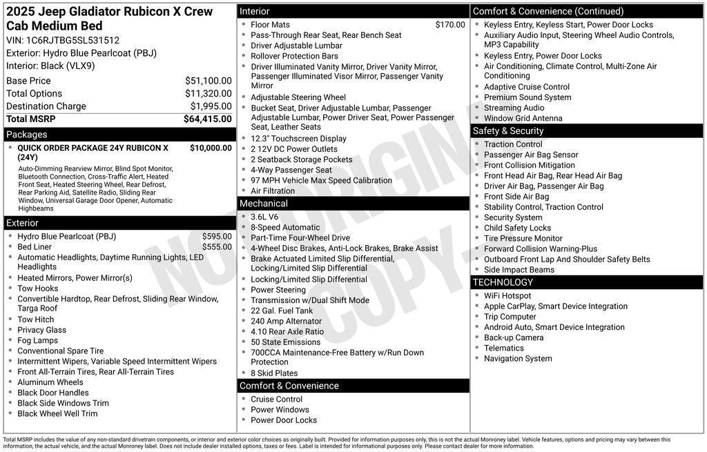 new 2025 Jeep Gladiator car, priced at $49,415