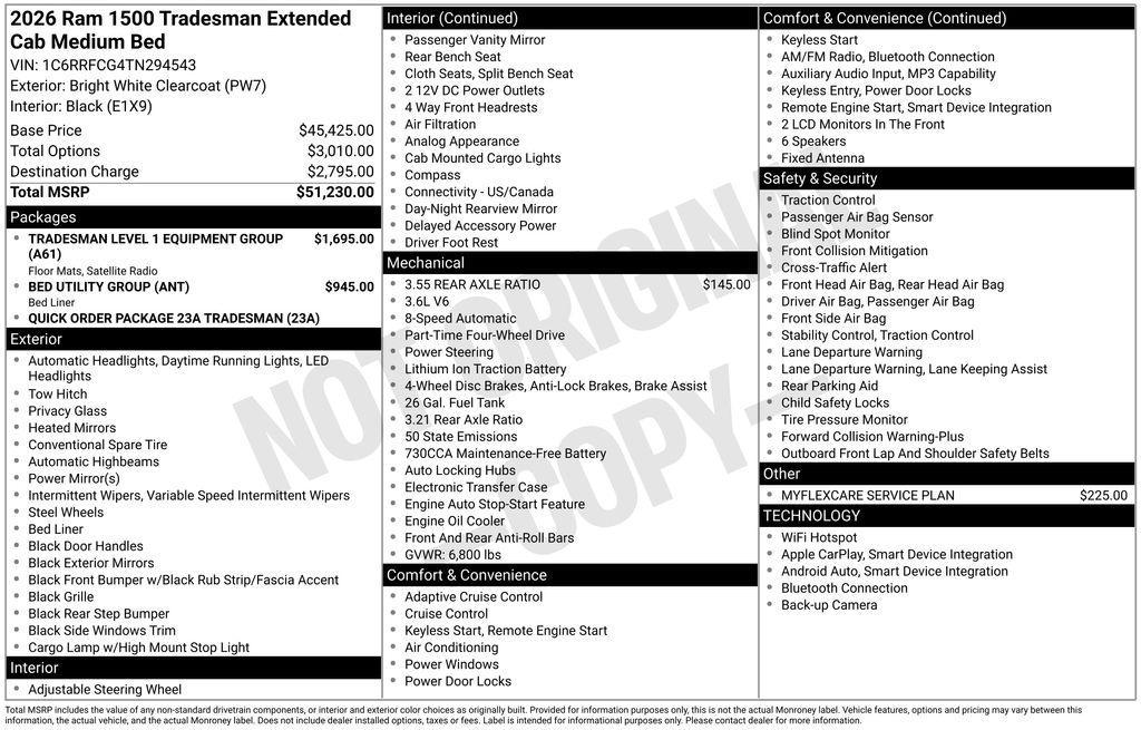 new 2026 Ram 1500 car, priced at $45,426