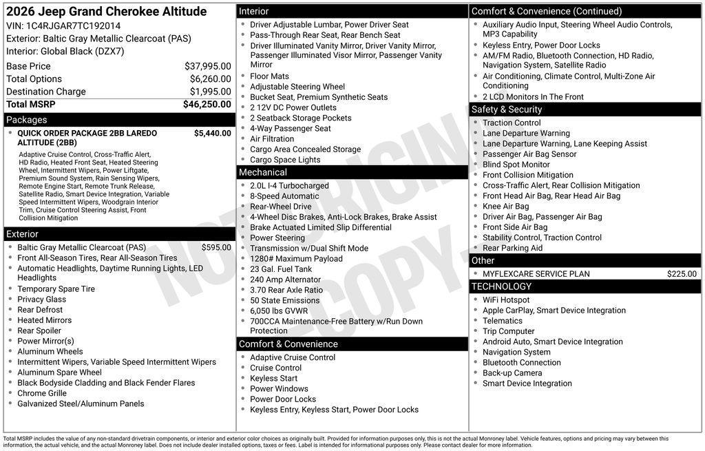 new 2026 Jeep Grand Cherokee car, priced at $42,250