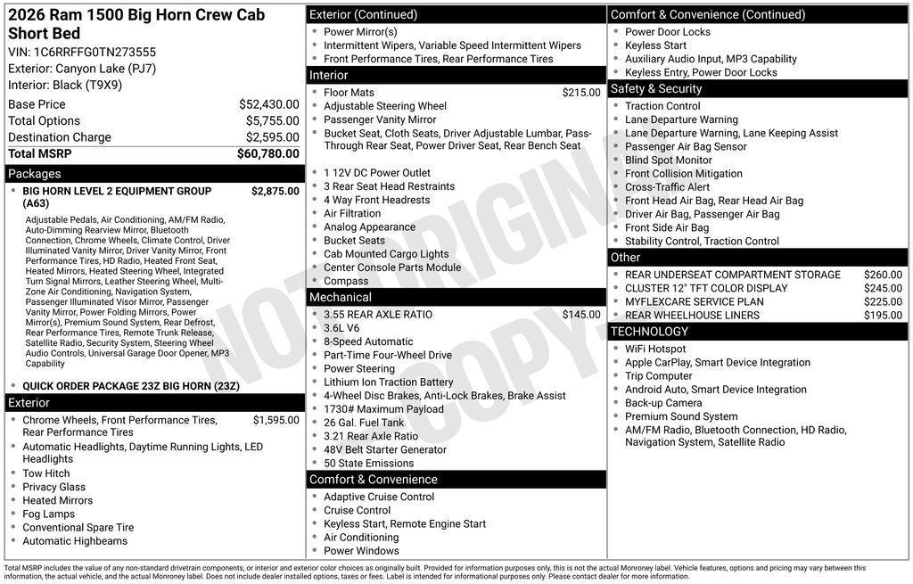 new 2026 Ram 1500 car, priced at $51,685