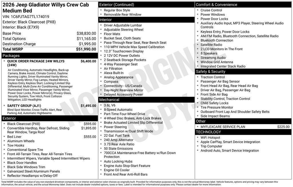 new 2026 Jeep Gladiator car, priced at $46,990