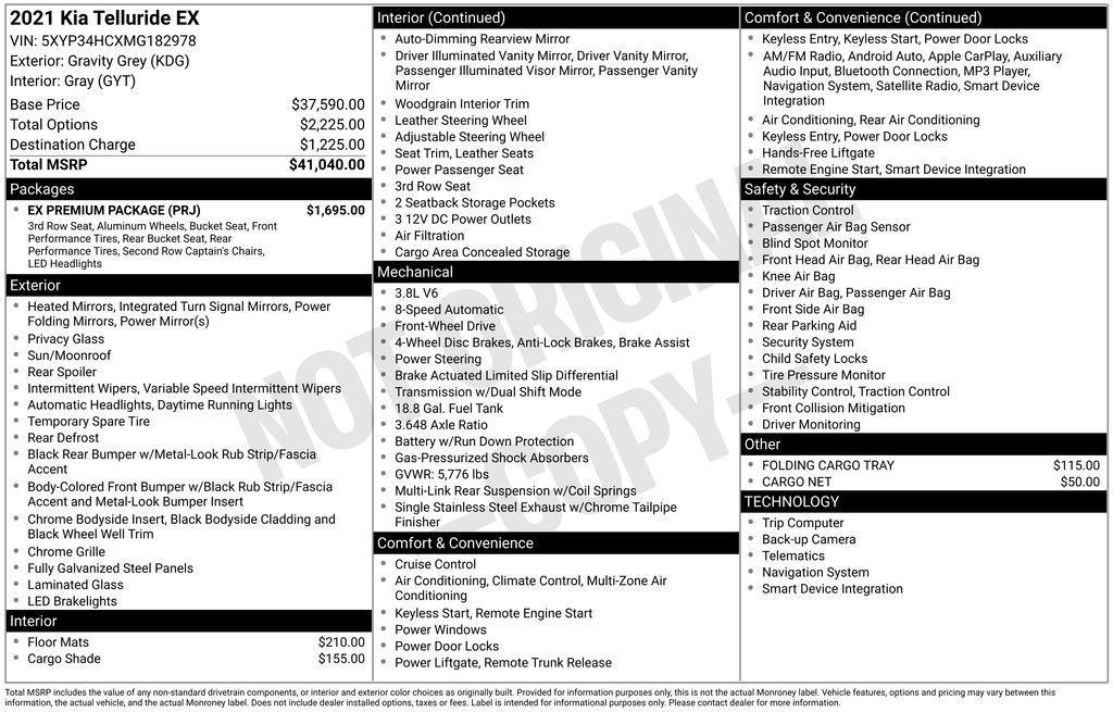 used 2021 Kia Telluride car, priced at $24,485
