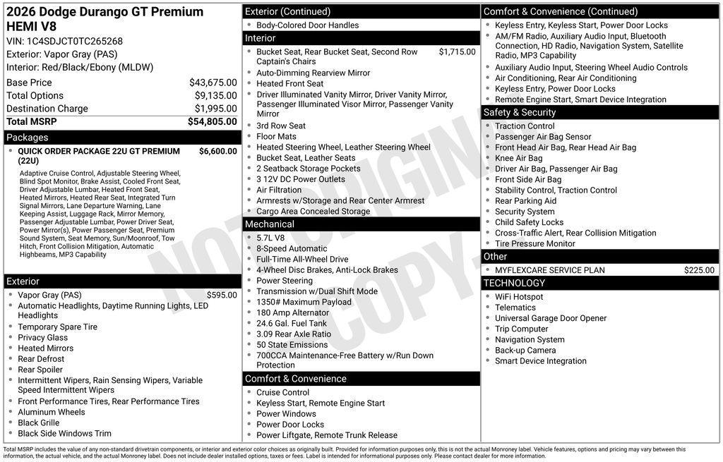 new 2026 Dodge Durango car, priced at $54,651