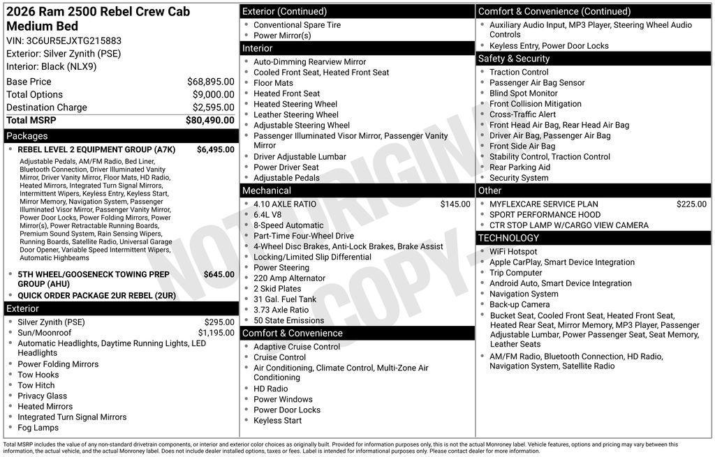 new 2026 Ram 2500 car, priced at $72,490