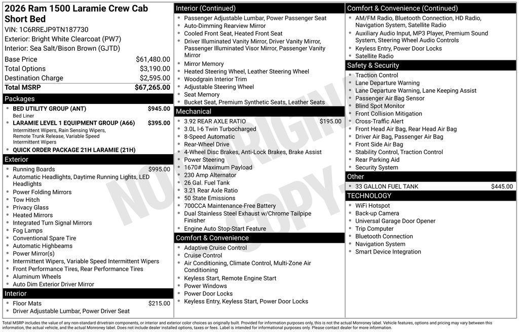 new 2026 Ram 1500 car, priced at $54,165
