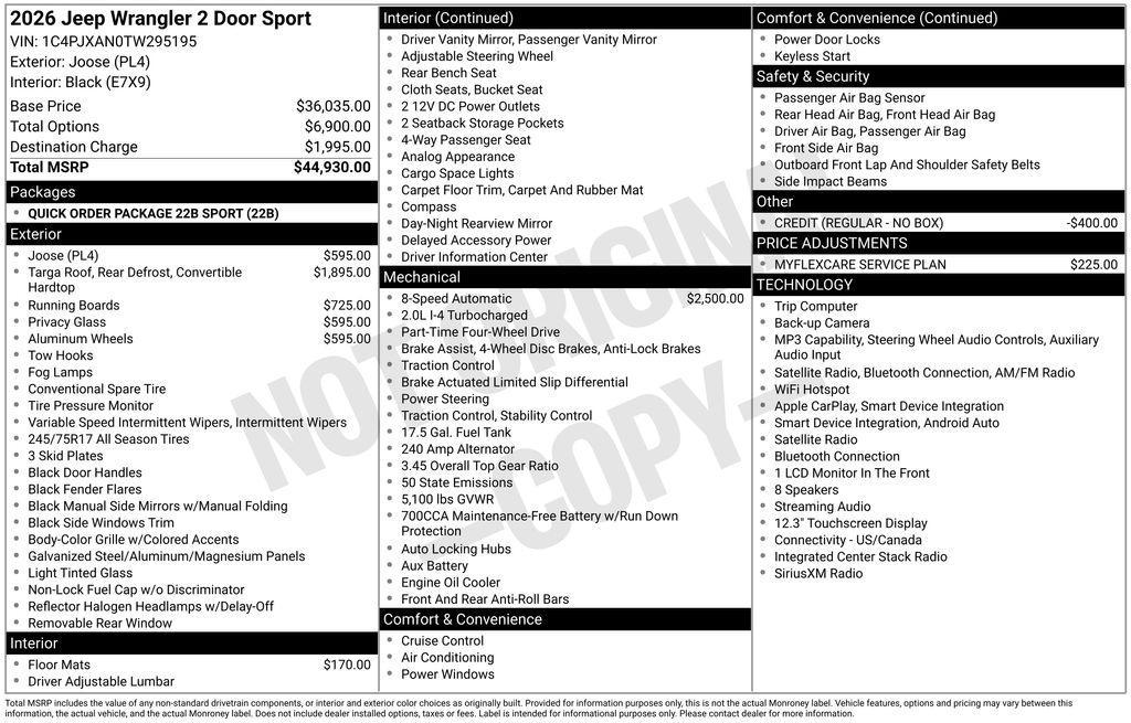 new 2026 Jeep Wrangler car, priced at $42,776