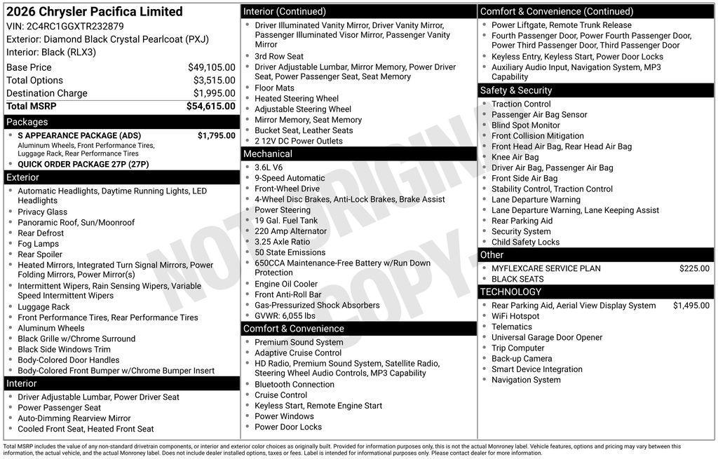 new 2026 Chrysler Pacifica car, priced at $46,615