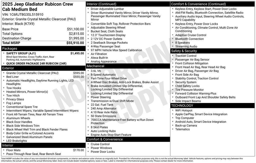 used 2025 Jeep Gladiator car, priced at $46,918