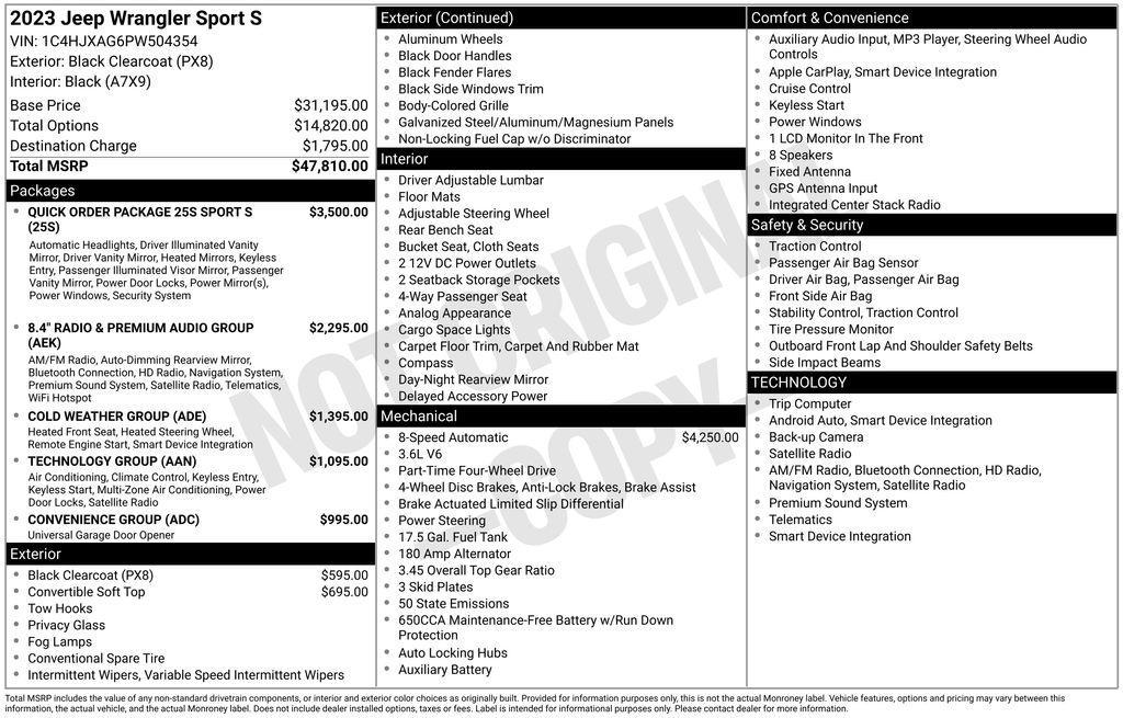 used 2023 Jeep Wrangler car, priced at $24,460