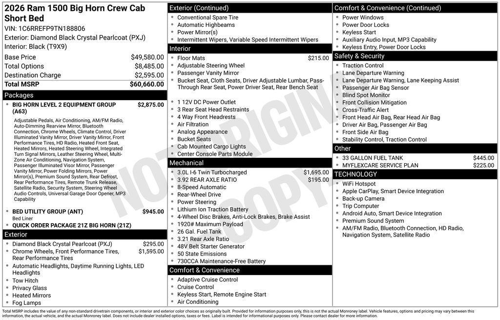 new 2026 Ram 1500 car, priced at $50,660