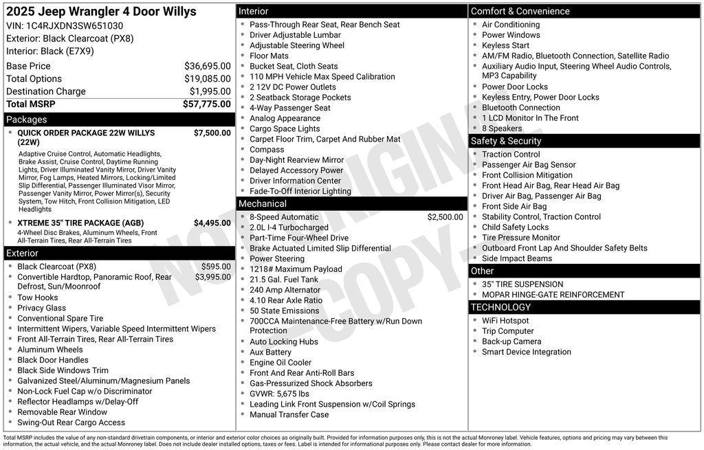new 2025 Jeep Wrangler car, priced at $45,275