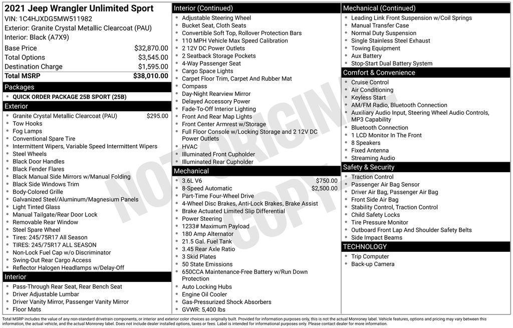 used 2021 Jeep Wrangler Unlimited car, priced at $24,460