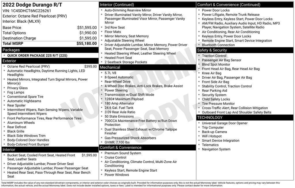 used 2022 Dodge Durango car, priced at $29,900