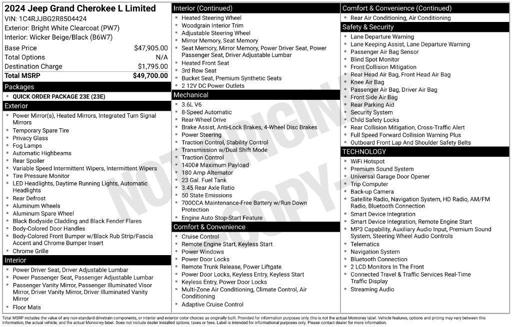 used 2024 Jeep Grand Cherokee L car, priced at $31,909