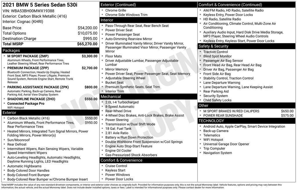 used 2021 BMW 530 car, priced at $25,763