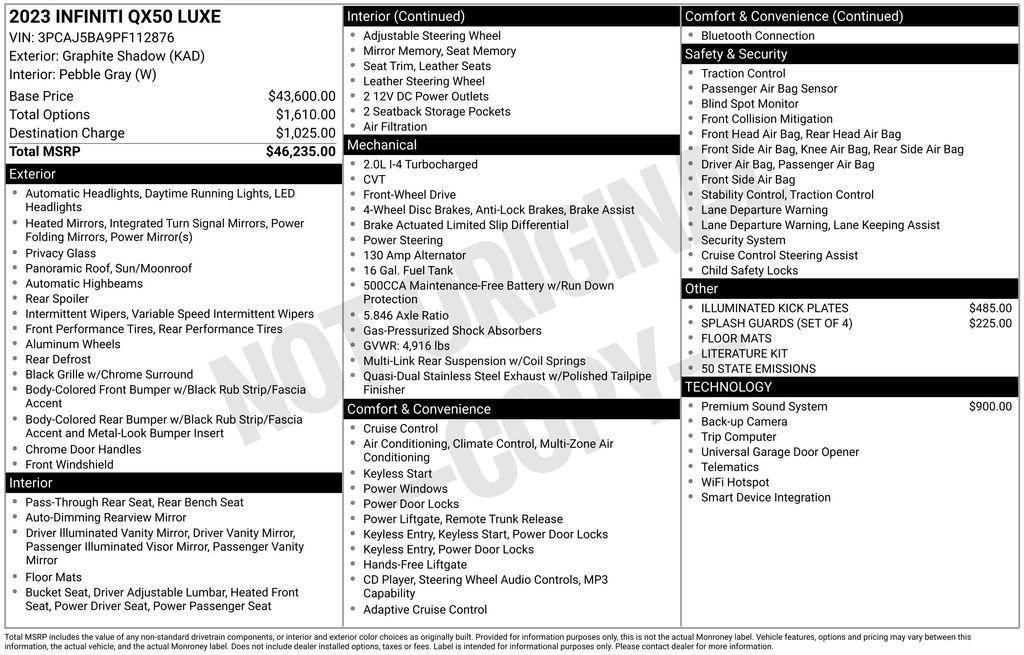 used 2023 INFINITI QX50 car, priced at $25,304