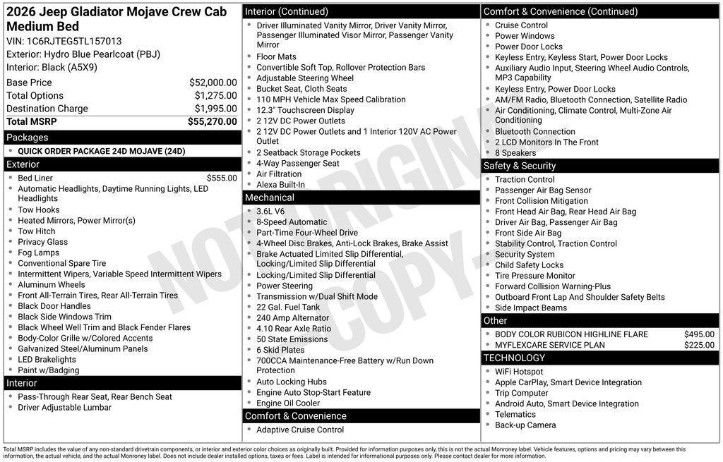 new 2026 Jeep Gladiator car, priced at $49,770