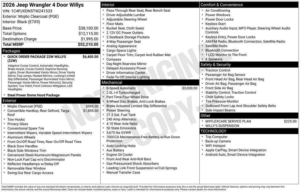 new 2026 Jeep Wrangler car, priced at $46,710